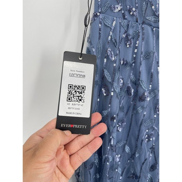 Ever Pretty Formal Long Sequin Sparkly Dress Purple Blue Size L (8) - Picture 6 of 9